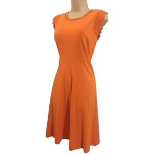 Talbots Petite Small Orange Eyelet Trim Dress